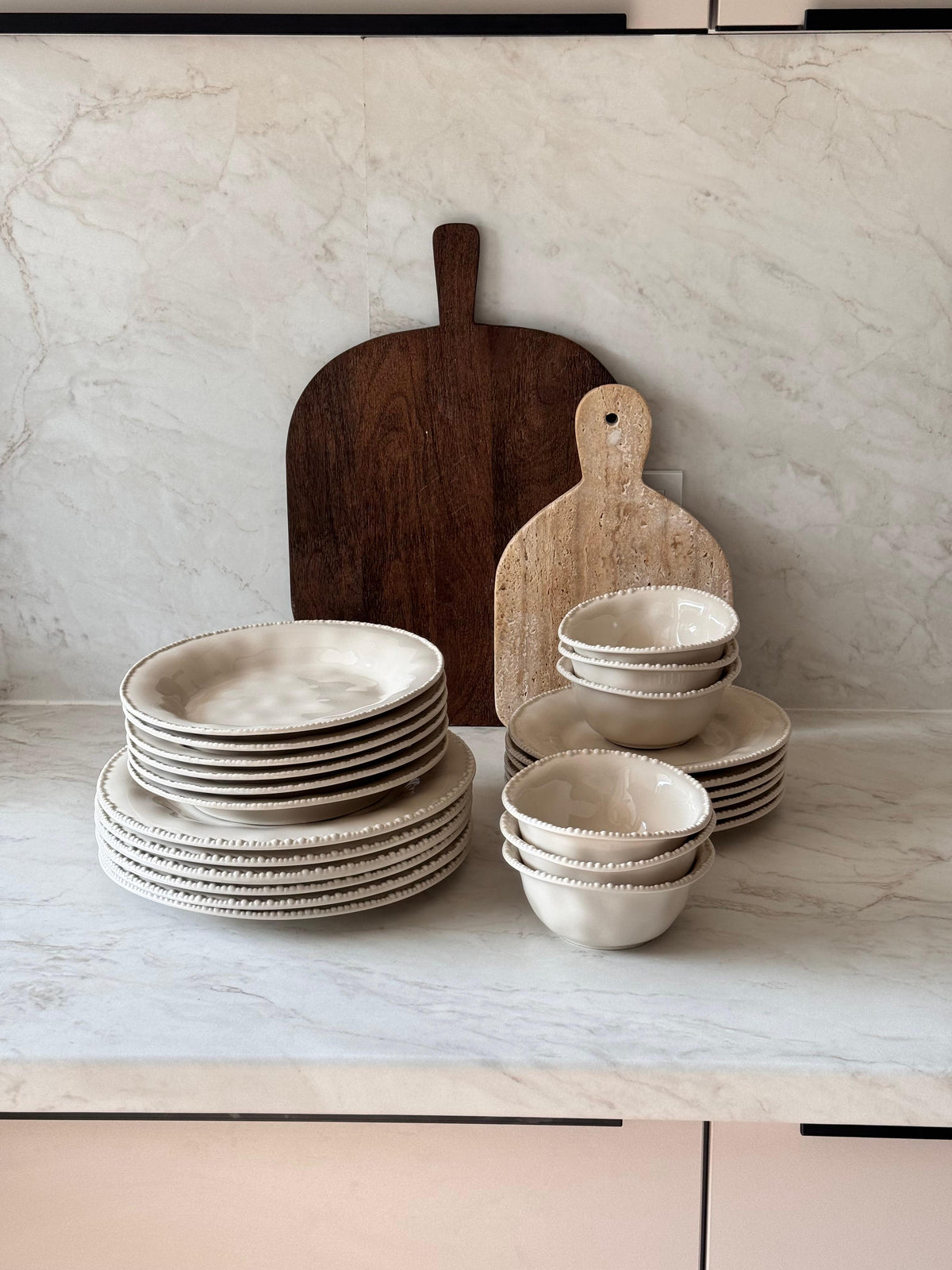 Pearl Teller-Set Beige 27-teilig