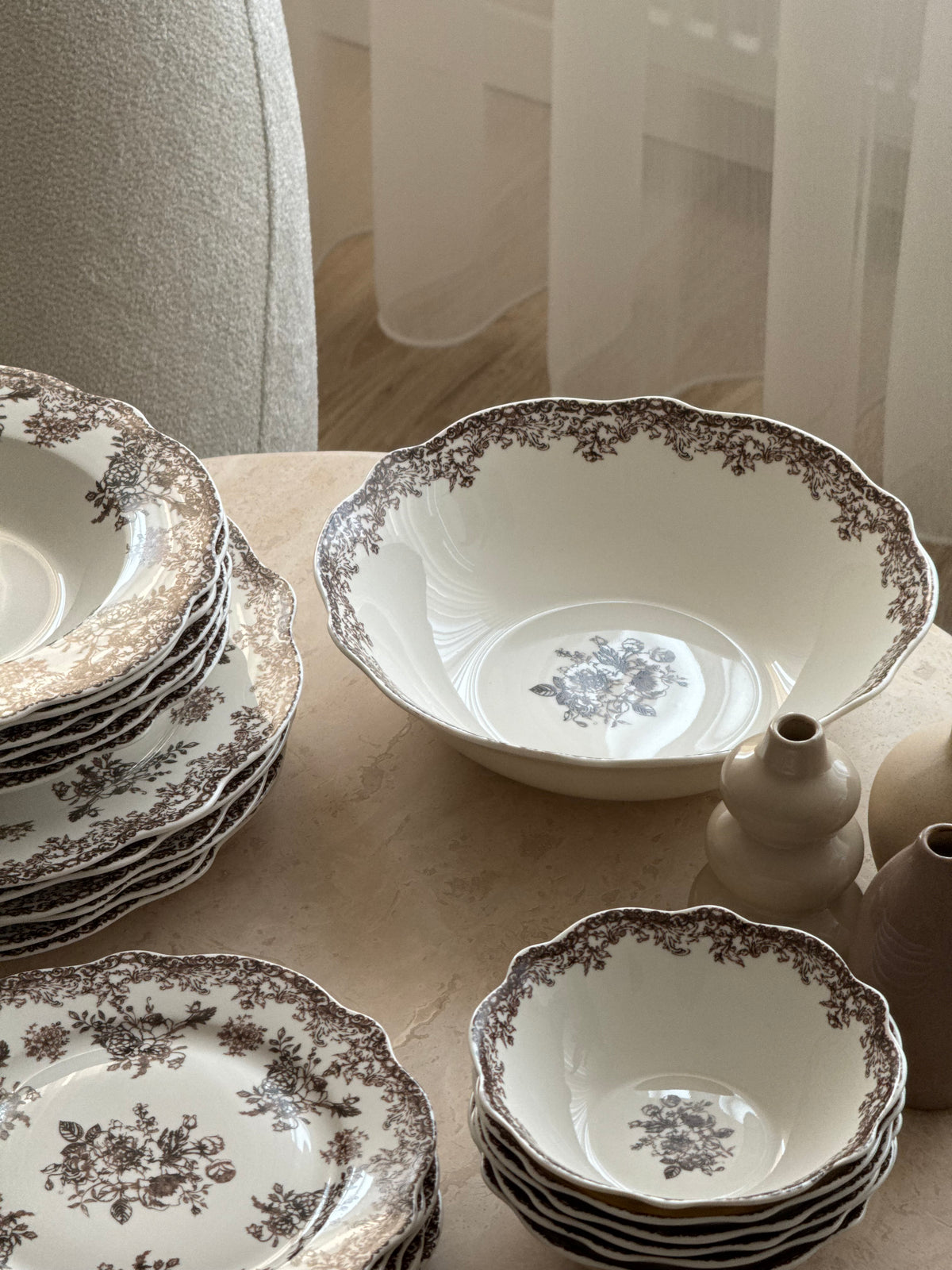 Vintage Brown Teller - Set 25-Teilig