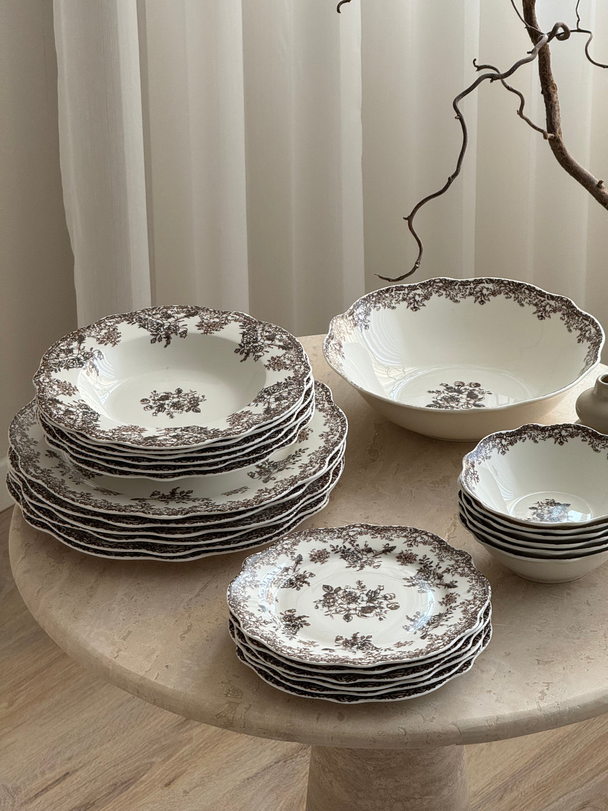 Vintage Brown Teller - Set 25-Teilig