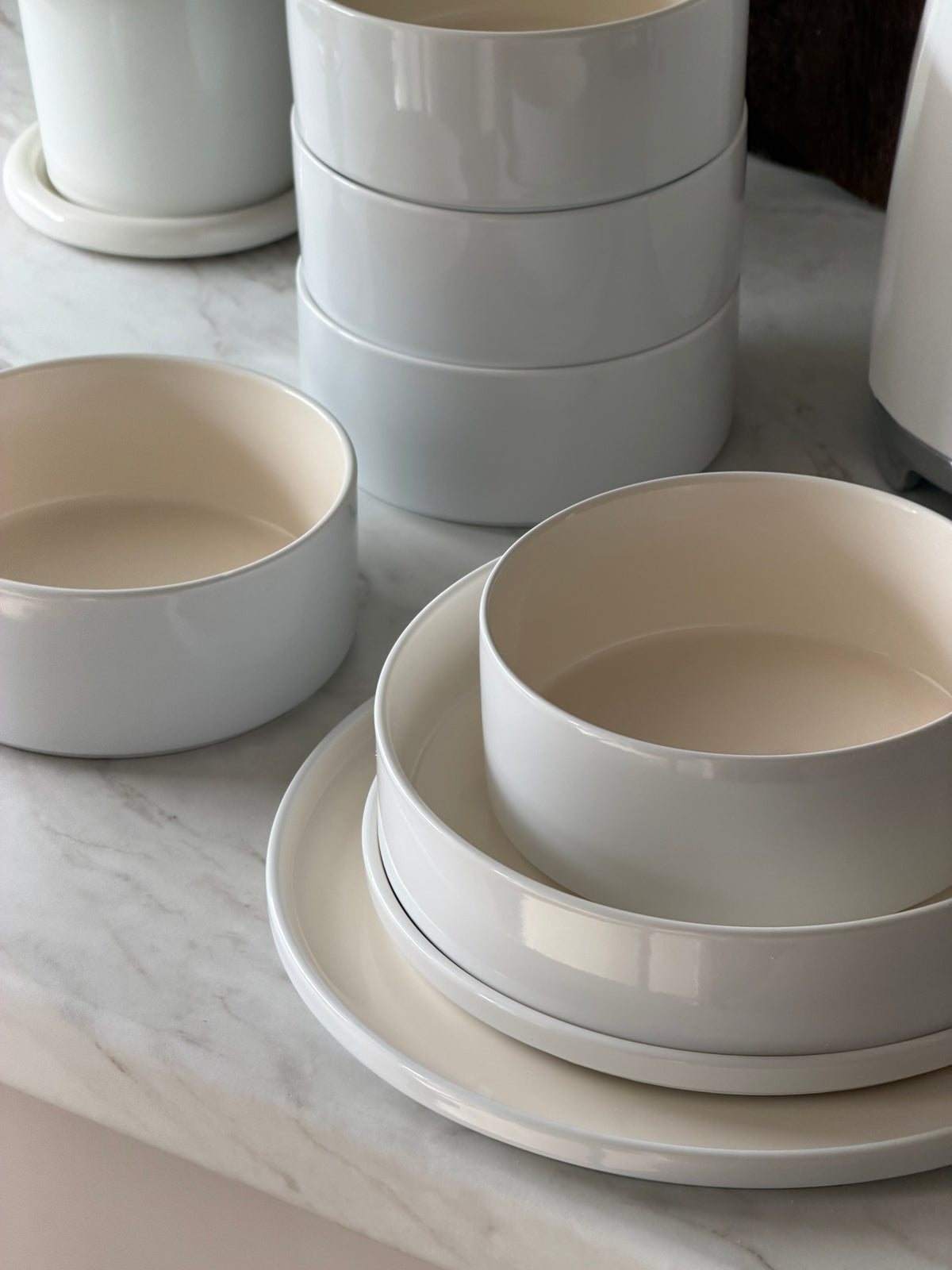 Noa Beige White 24 - teiliges Geschirrset