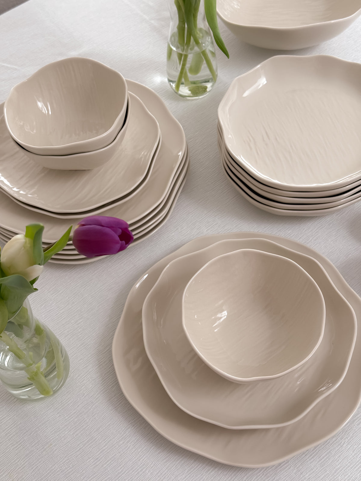 Cermico Beige Geschirr Set 27-teilig