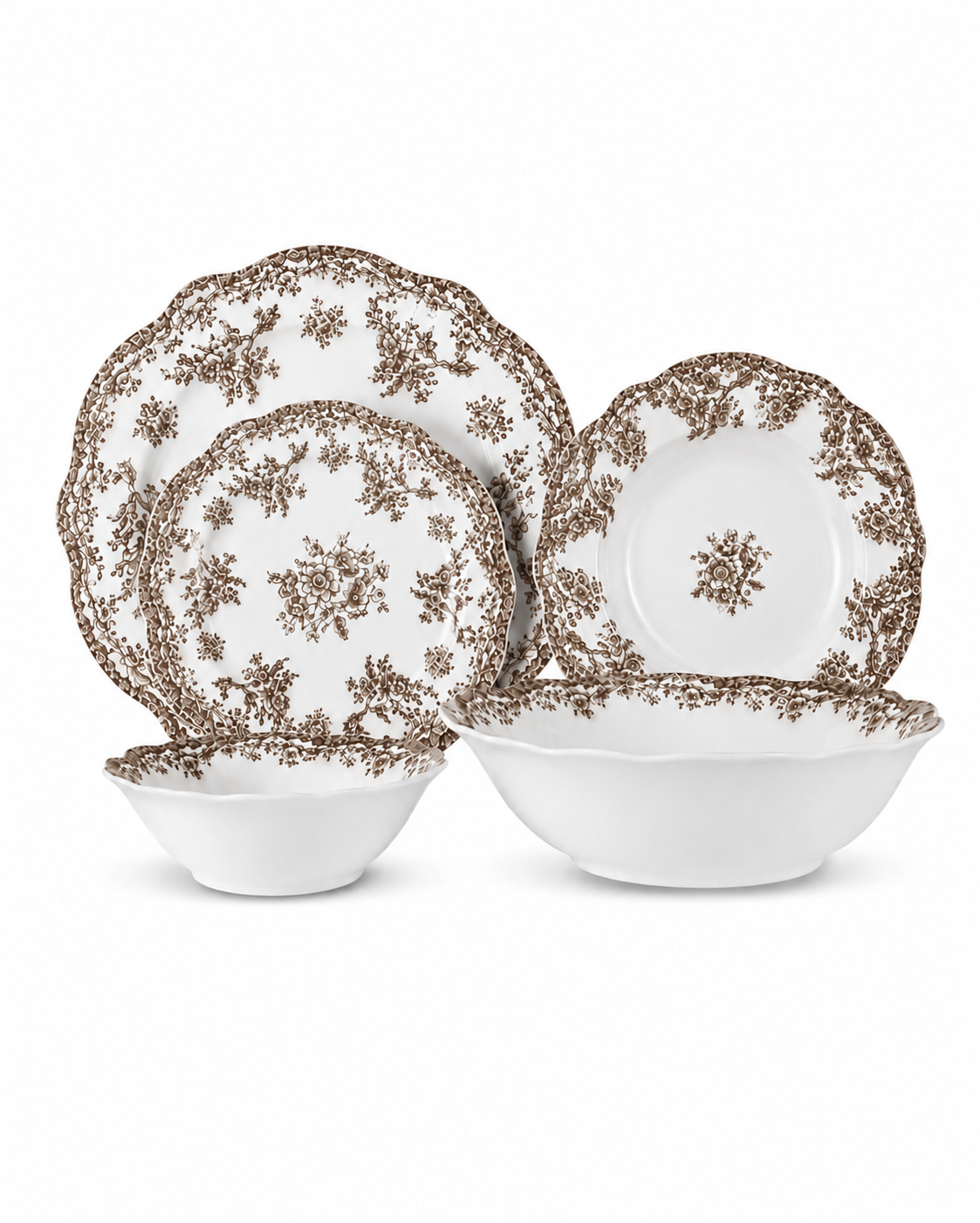 Vintage Brown Teller - Set 25-Teilig