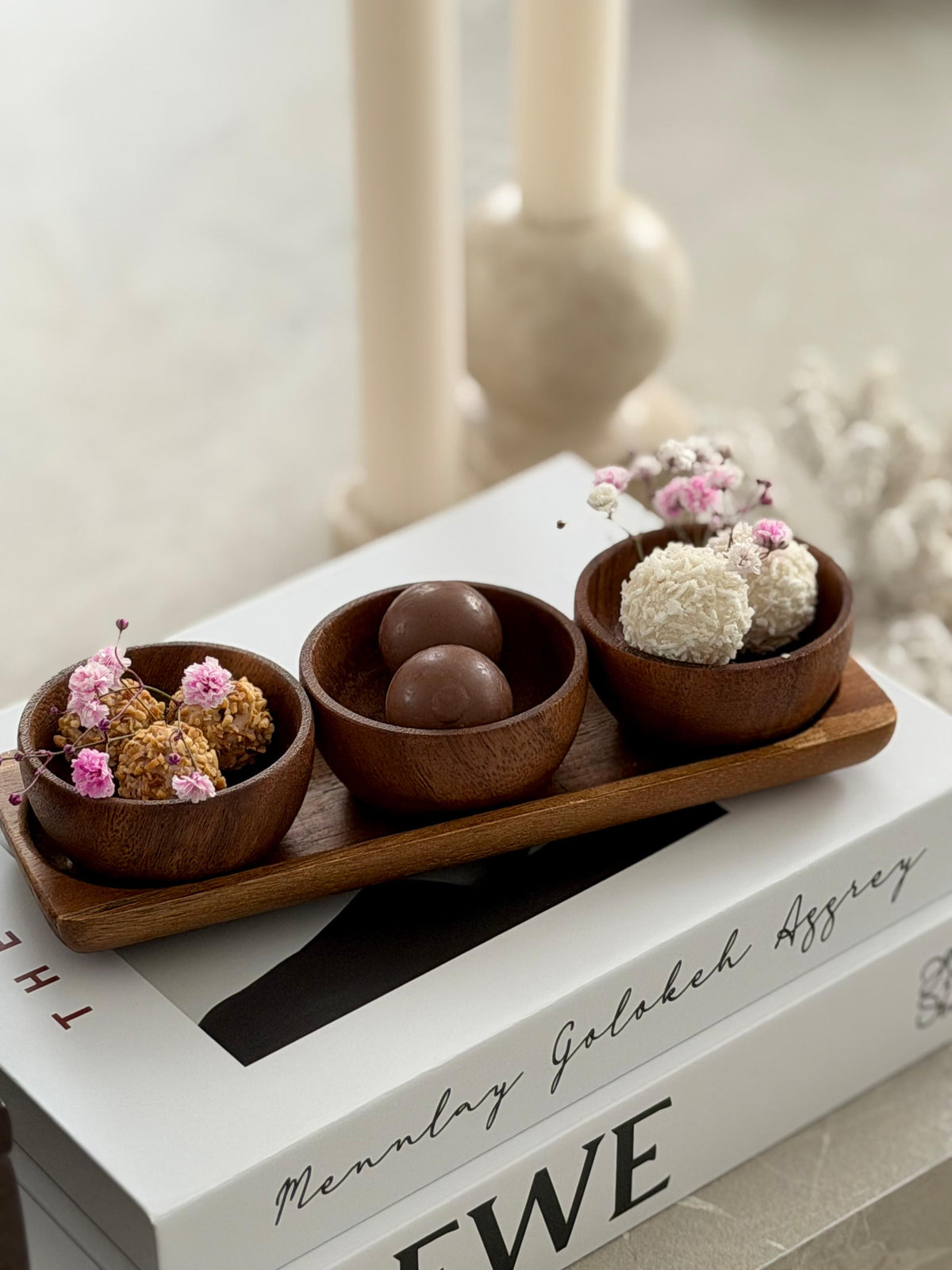 Akazienholz 4-teiliges Snack-Set 20x7cm