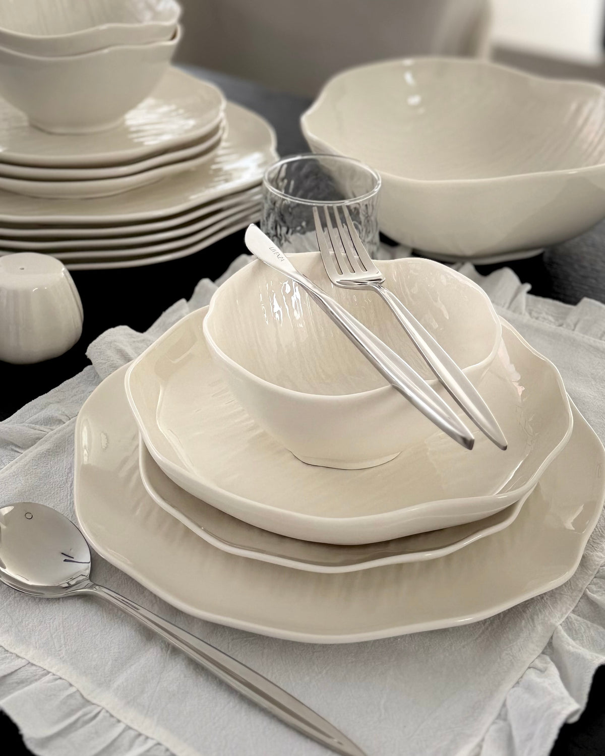 Cermico White Geschirr Set 27-teilig